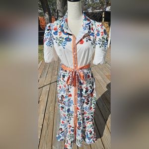 Floral Print Belted Shirt Dress